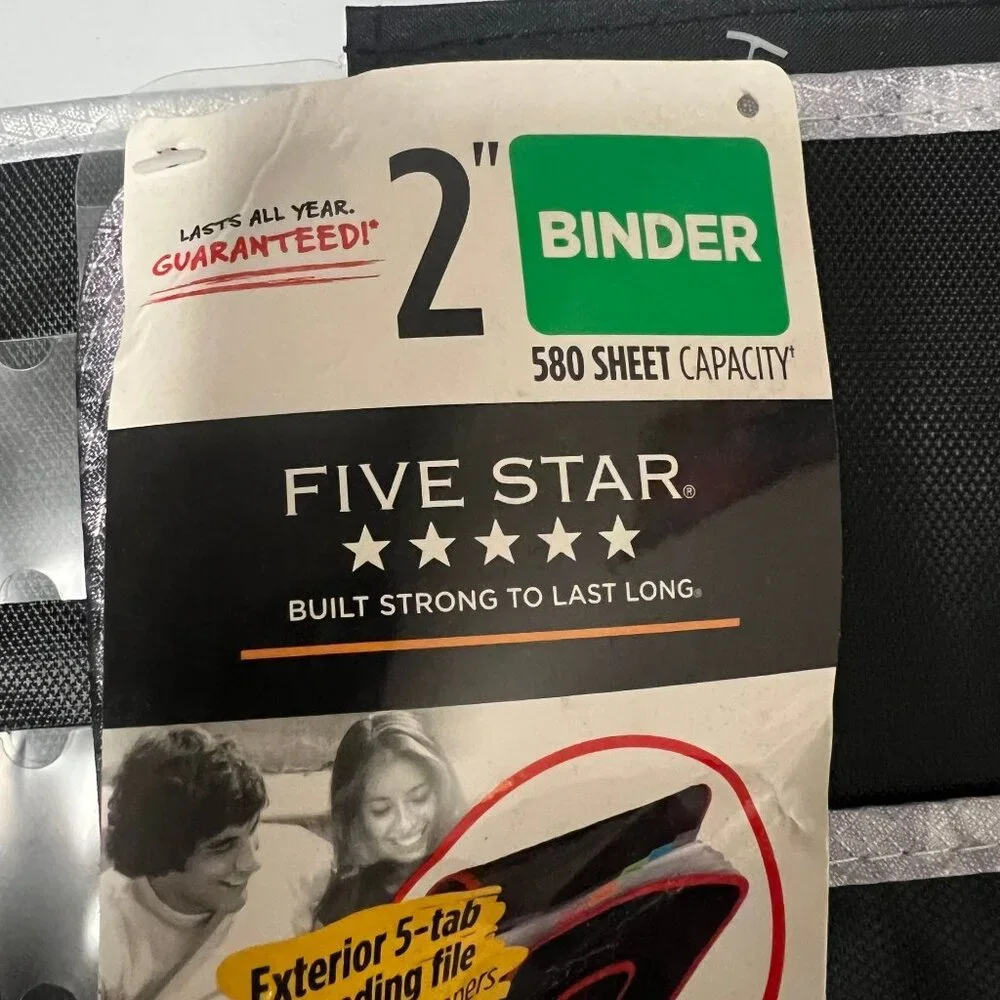 Five Star 2 inch Binder 580 Sheet Capacity Black Gray 12.75